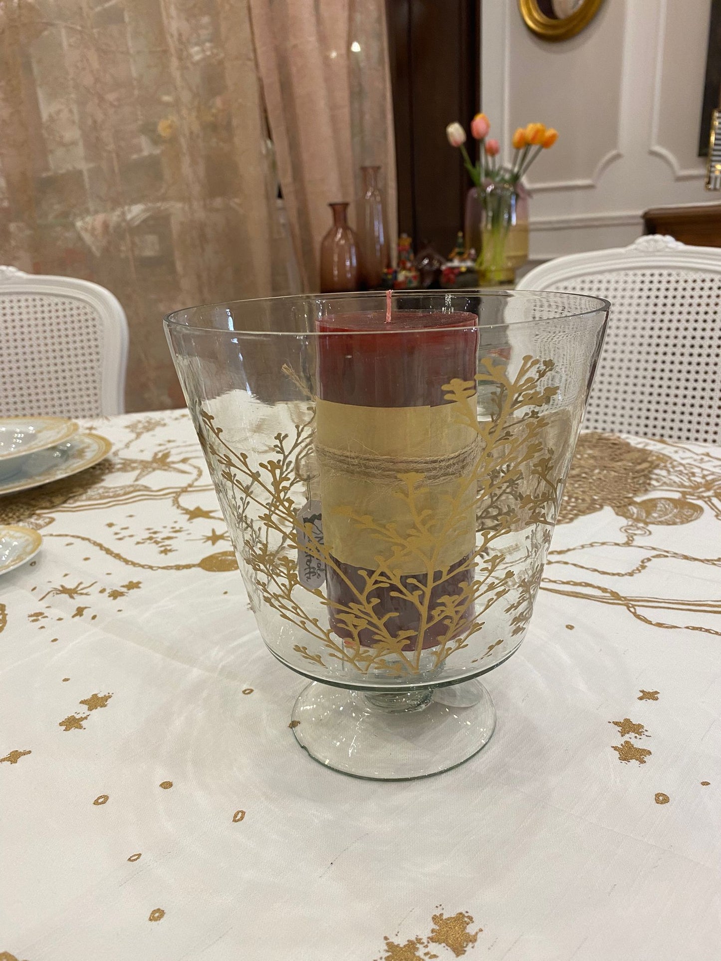 Portacandela vetro oro