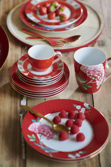 Set 2 tazze da thè Blushing Birds Red