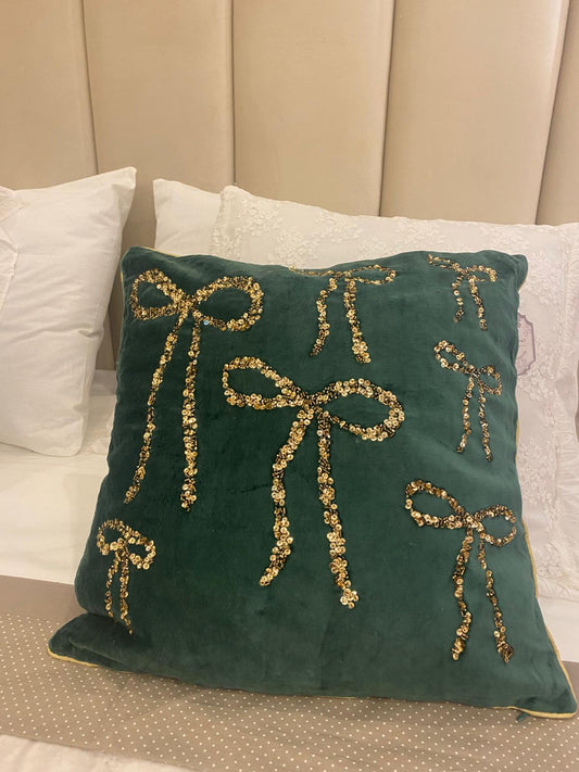 Cuscino fiocco verde