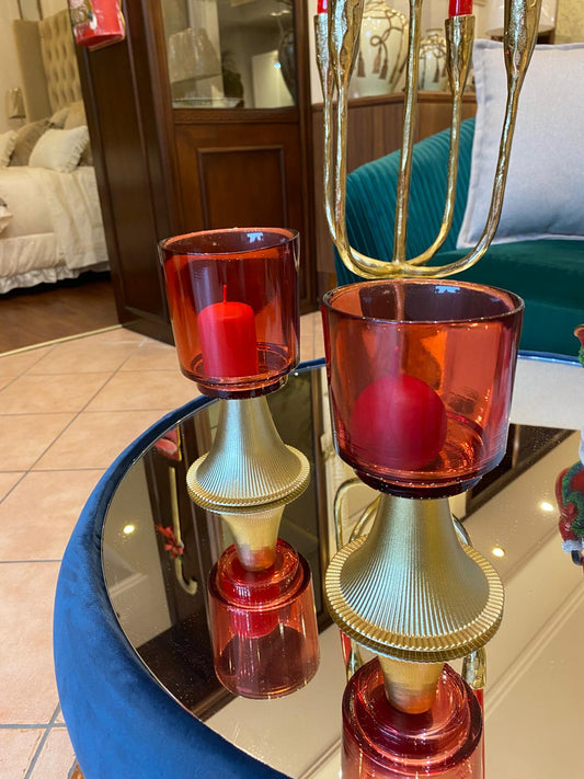 Portacandela roso medio