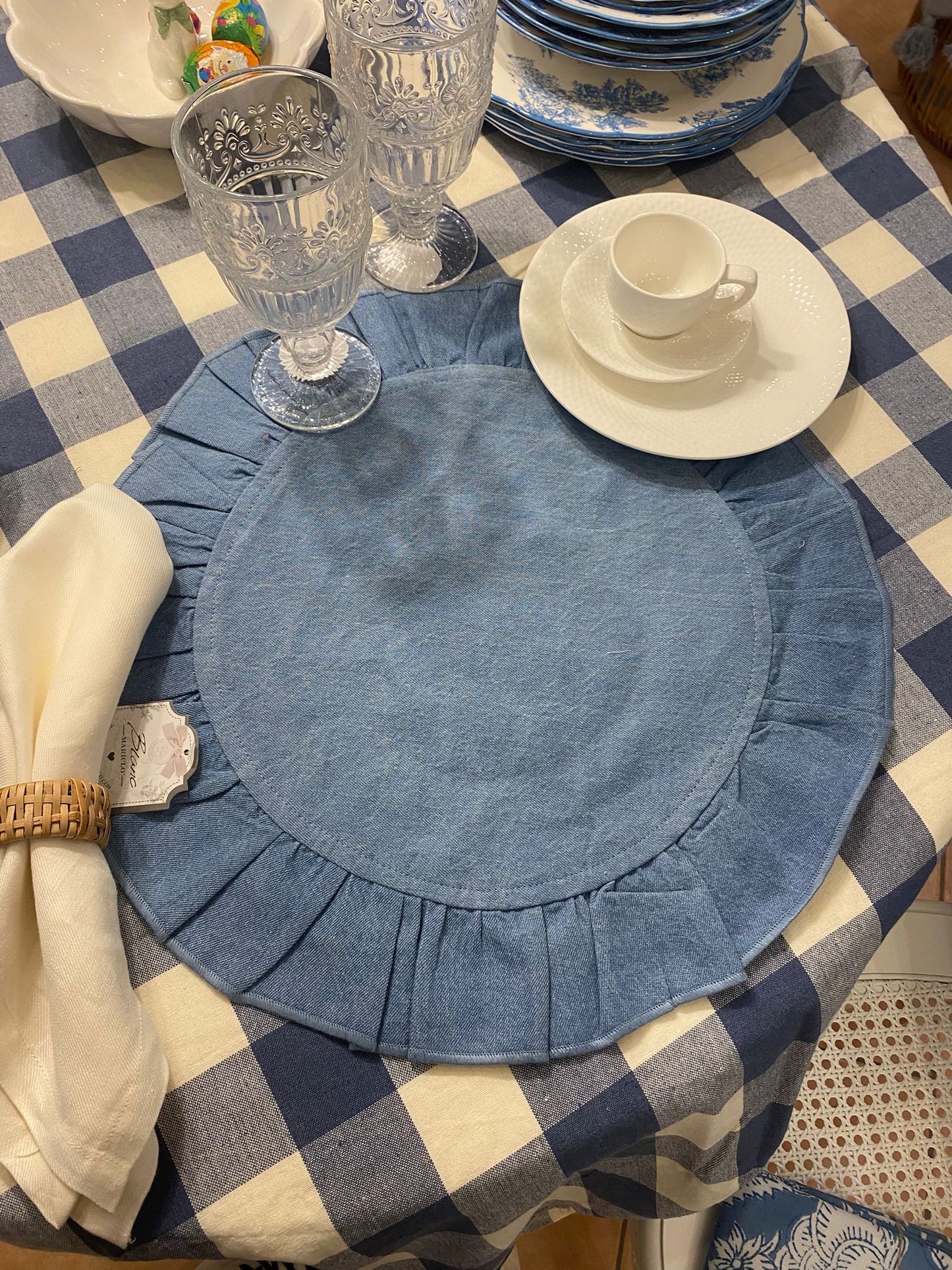 Tovaglietta Denim tonda con gale