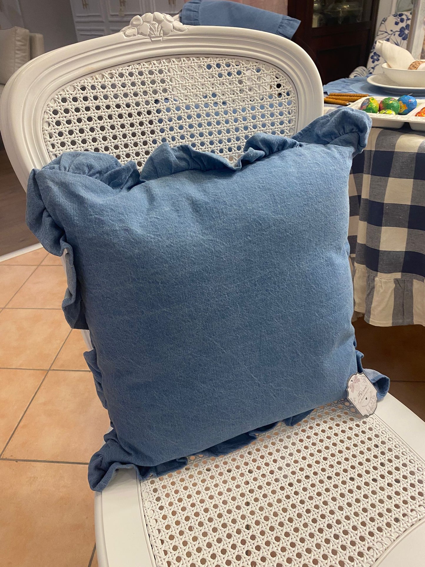 Cuscino Denim con gale