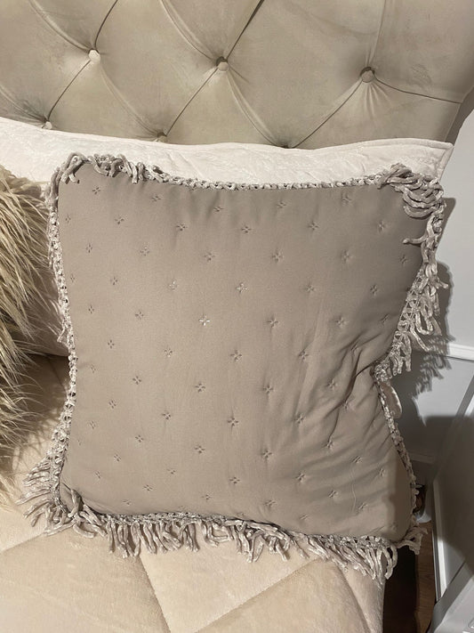 Cuscino Frange Tortora